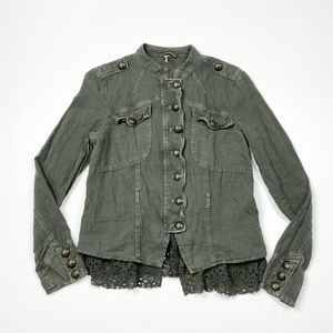 Women’s Free People Emilia Olive Green Military Jacket Size XS